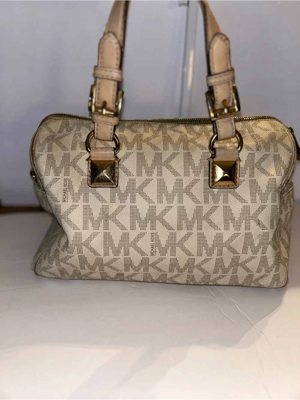 Michael Kors Grayson Signature Vanilla Satchel